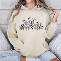 valentines day shirt, botanical hoodies, nature lover shirt, flower sweatshirt, wild flowers sweatshirt, floral sweatshi