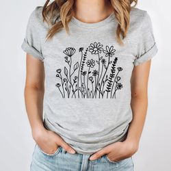 wild flowers sweatshirt, flower sweatshirt, floral sweatshirt, botanical hoodies, nature lover shirt, ladies hoodie,vale