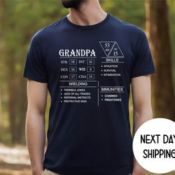 grandpa character sheet shirt, grandpa shirt ,role playing game shirt, dungeons and dragons shirt,