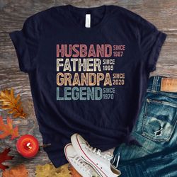 husband father grandpa legend, personalized dad grandpa shirt, fathers day shirt, grandfather custom