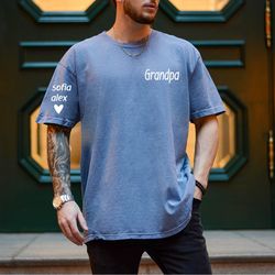 personalize grandpa tshirt with grandkids names on sleeve, papa shirt, fathers day gift for grandpa,