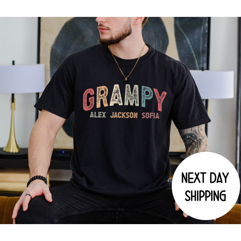 Personalized Grampy Shirt, Personalized Grandpa Shirt, Kids Hand Name Shirt, Father's Day Shirt, Custom Grampy Shirt ,Christmas Gift Grandpa.jpg