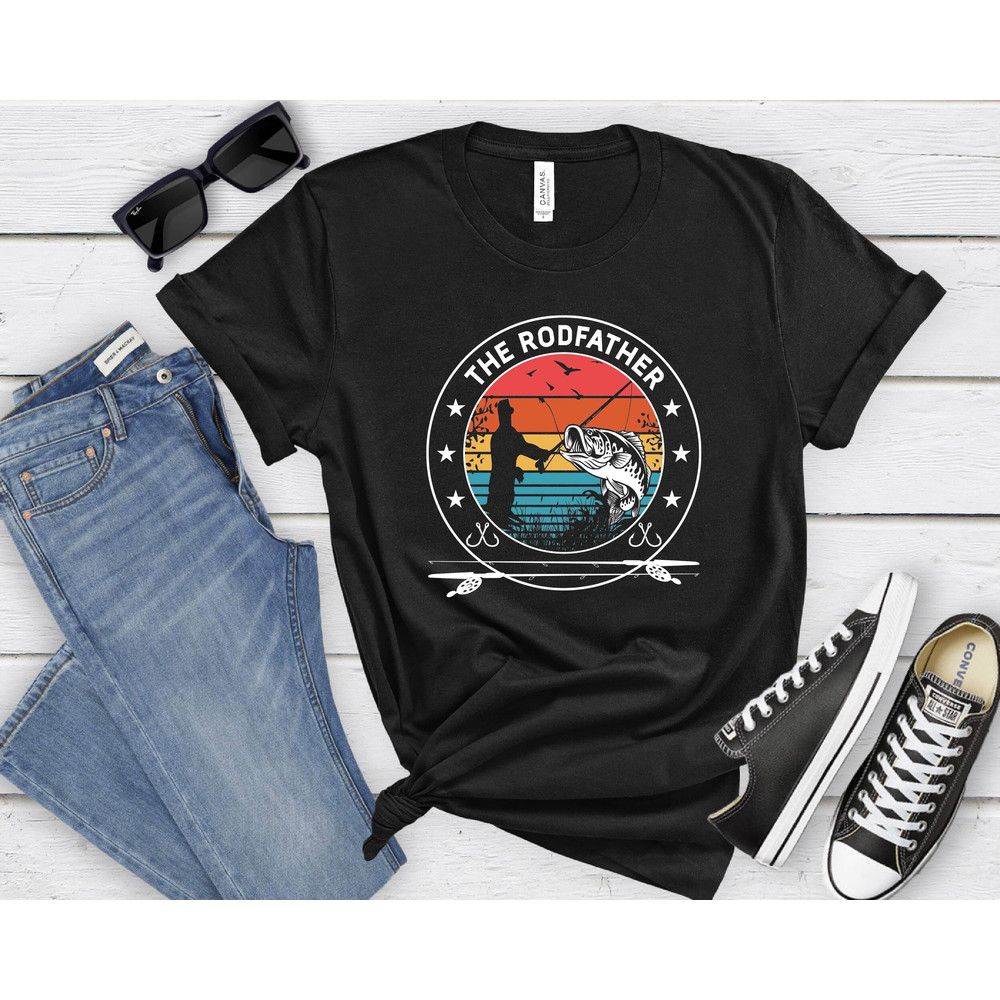 The Rodfather Shirt Gift for Fisherman Dad Mens Short Sleeve -Fathers Day Daddy Boyfriend Fishing Boat Relaxing Lake Ocean Funny Humor.jpg