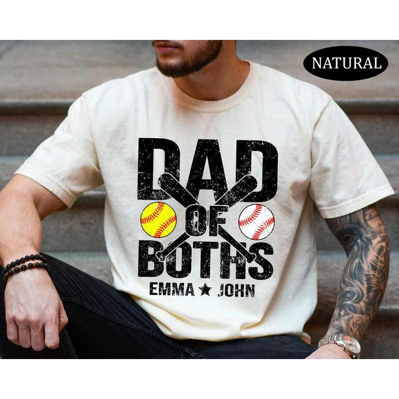 Funny Baseball Dad shirt for Men, Dad of Boths Tshirt, Baseball Softball Dad Shirt, Twin Dad Shirt, New Dad Est 2024, Custom Kids Names Tee.jpg