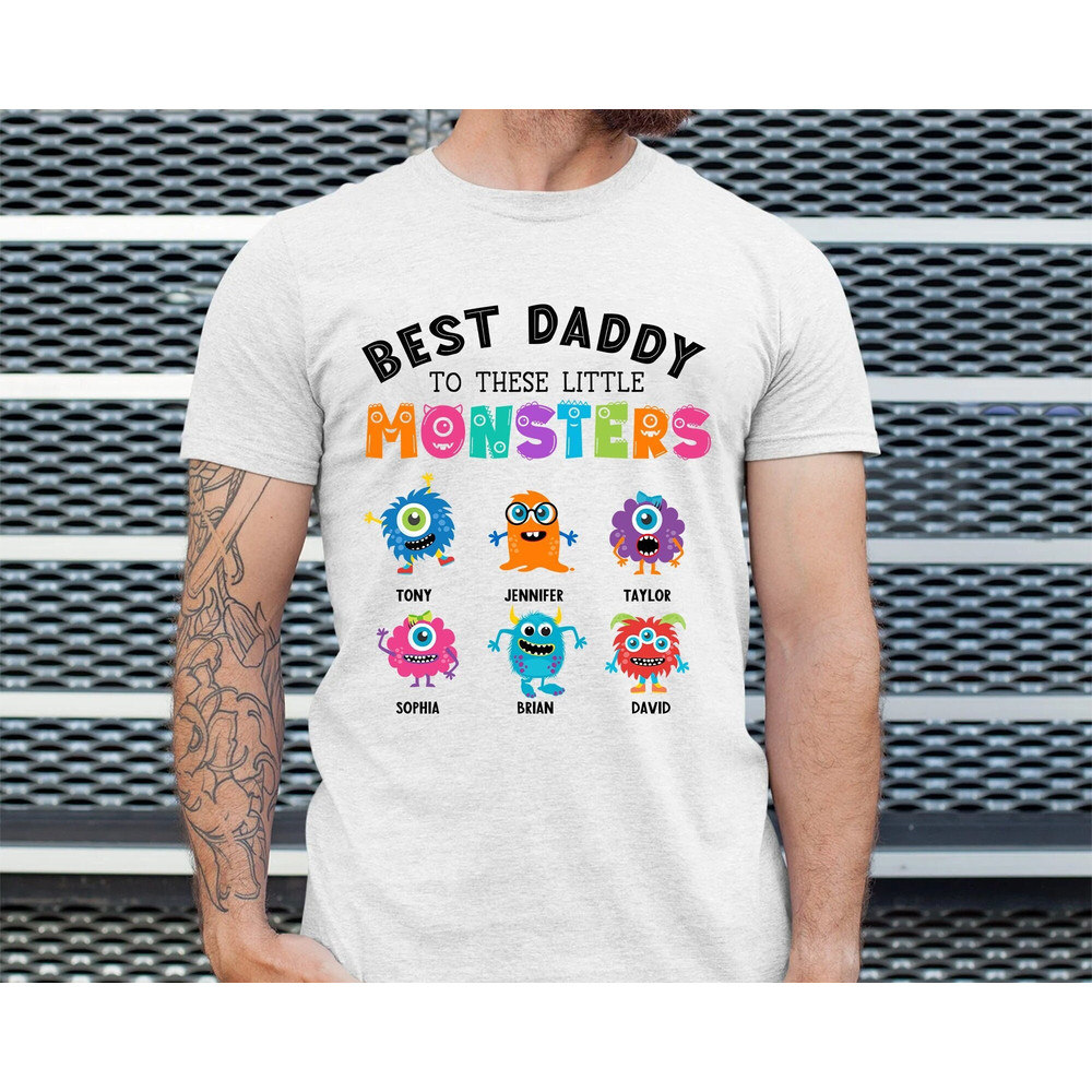 Personalized Daddy Shirt, Daddy to Little Monsters Shirt, Custom Fathers Day Gift from Daughter or Son, Gift for Dad from Kids, Dad Birthday.jpg