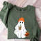 Cute Ghost Drinking Coffee Sweatshirt, Ghost Ice Coffee, Spooky Season, Fall Coffee Lover Hoodie, Halloween Party Shirt, Fall Graphic Shirt.jpg