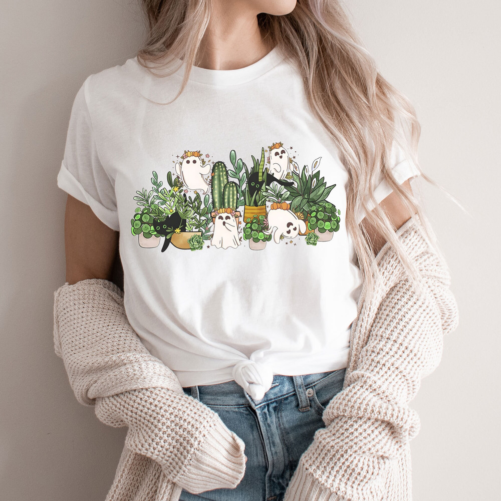 Halloween Cute More Ghost with Plants Tshirt, Plant Lover Graphic Sweatshirt, Plant Party Tee, Retro Gardening, Boho Tee, Spooky season.jpg