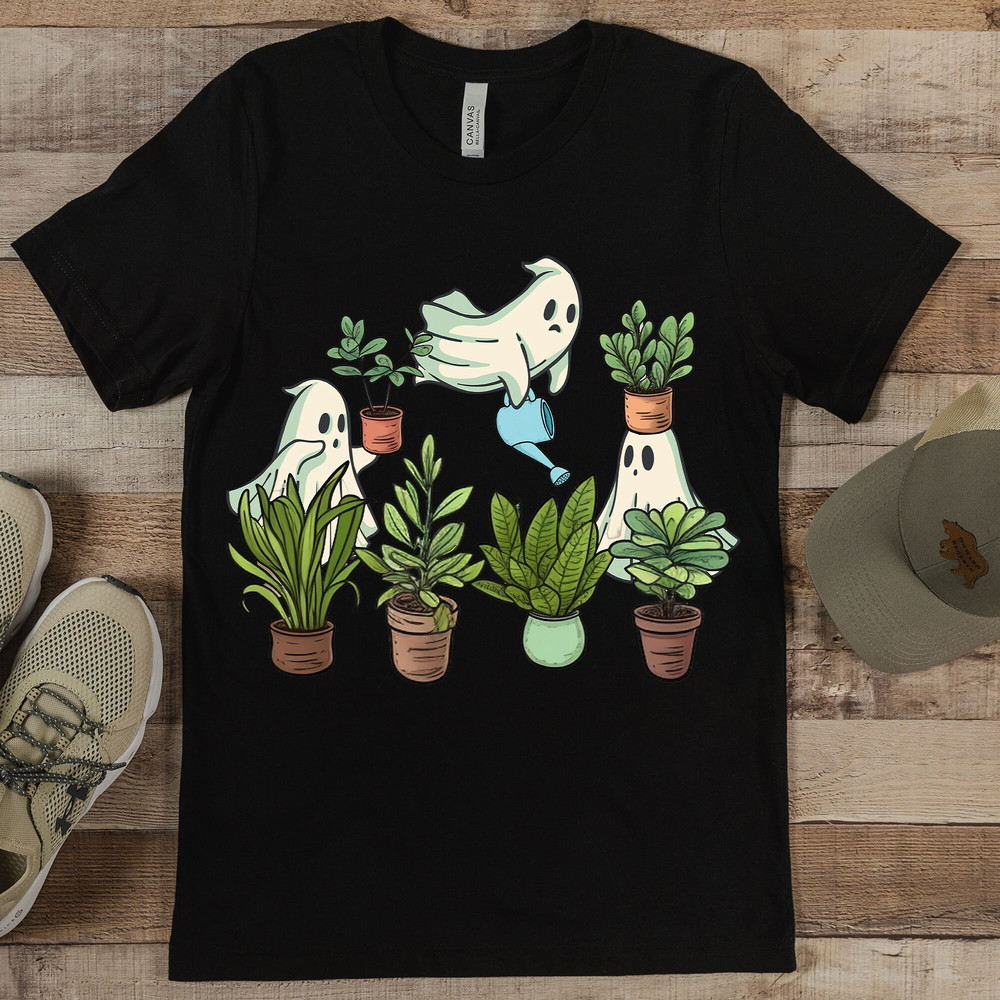 Halloween Ghost with Plants Tshirt, Plant Lover Graphic Sweatshirt, Plant T Shirt, Retro Gardening, Boho Tee, Funny Halloween shirts.jpg