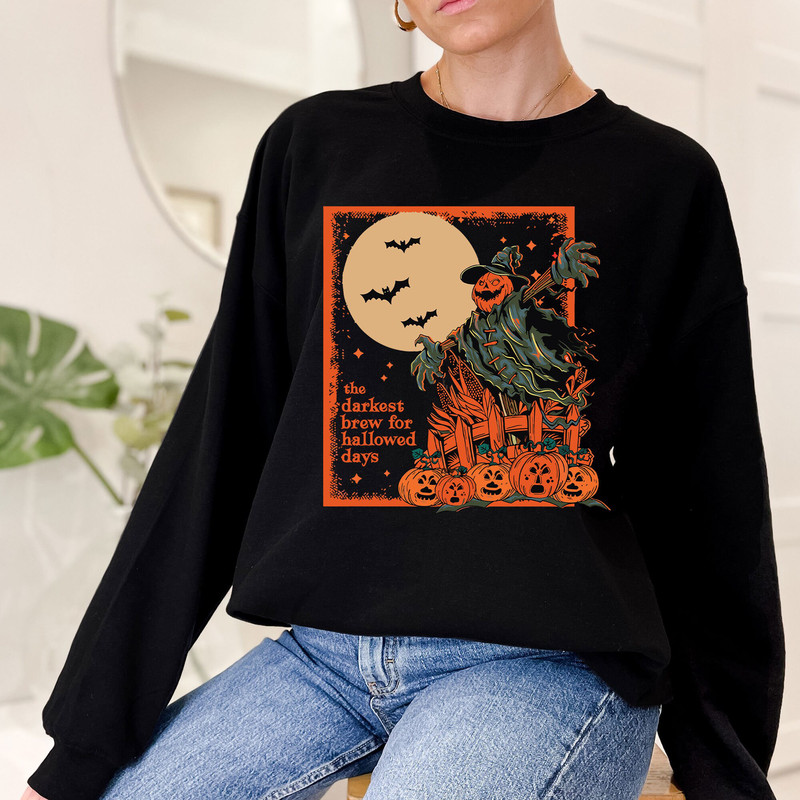 Halloween Scarecrow Darkest Brew Halloween Tshirt, Fall Vintage Pumpkin Sweatshirt, Halloween Black Bat Tshirt, Funny Halloween Party Gifts.jpg