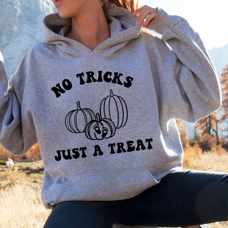 No Tricks Just A Treat Tshirt, Halloween Maternity Sweatshirt, Fall Pumpkin Vibes Gifts, Party Best Gifts, Pumpkin Style New Mom Tshirt.jpg