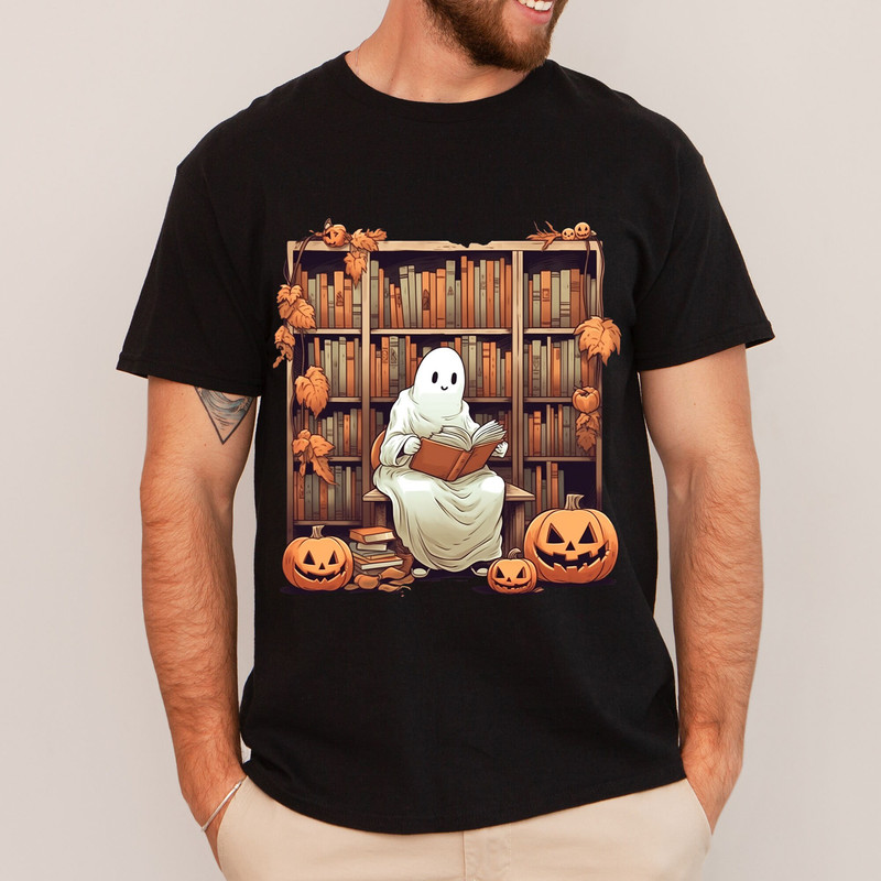 Vintage 90s Cute Ghost Reading More Book Tshirt, Fall Halloween Pumpkin Book Sweatshirt, The Best Party Tee, Halloween Spooky Vibes Gifts.jpg