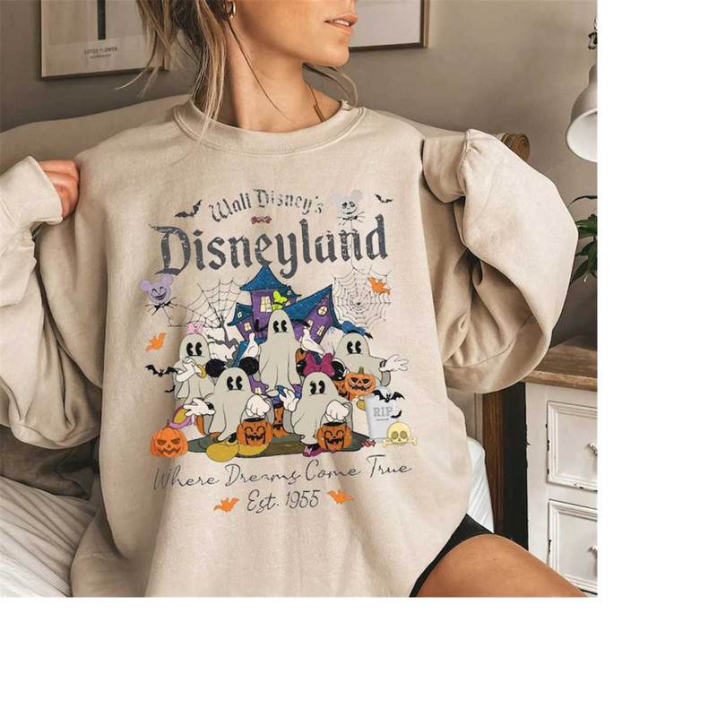 Vintage Mickey And Friend Ghost Sweatshirt, Mickey Ghost Shirt, Disneyland Halloween Shirt, Dreams Come True Shirt, Disn 1.jpg