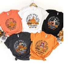 vintage mickey and friends disney halloween pumpkin shirt, retro pumpkin spice and everything nice, disney family hallow