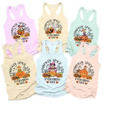 vintage mickey and friends halloween pumpkin tank top, retro pumpkin spice and everything nice, disney family halloween