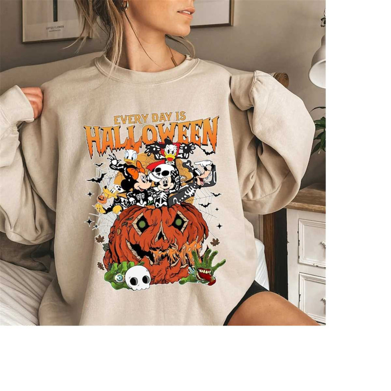 Vintage Mickey and Friends Skeleton Halloween Sweatshirt, Disney Every Day Is Halloween Shirt, Disney Halloween Shirt, H.jpg