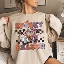 vintage mickey minne halloween sweatshirt, spooky season shirt, disney halloween sweatshirt, retro checked, cute hallowe