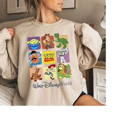 vintage toy story characters sweatshirt, disney toy story shirt, disney woody buzz lightyear, toy story group shirts, co