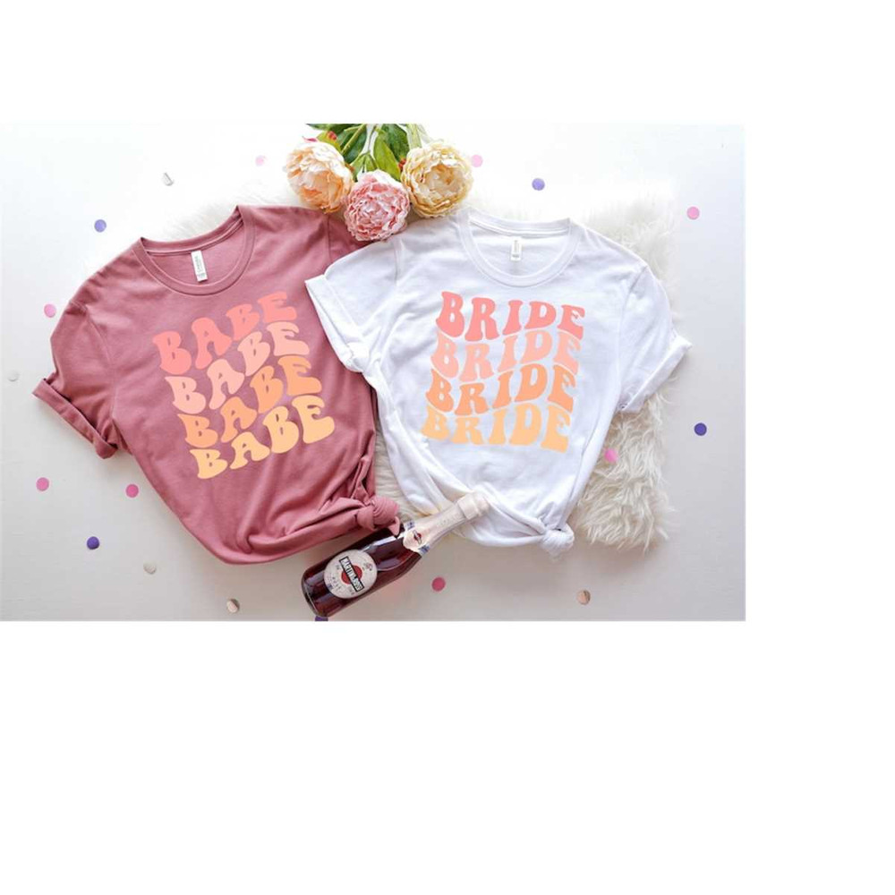 Wavy Bride And Babe Crew, Retro Batch Shirts, Bachelorette Party Shirts, Bride and Babe, Bachelorette T-shirt, Wavy Shir.jpg
