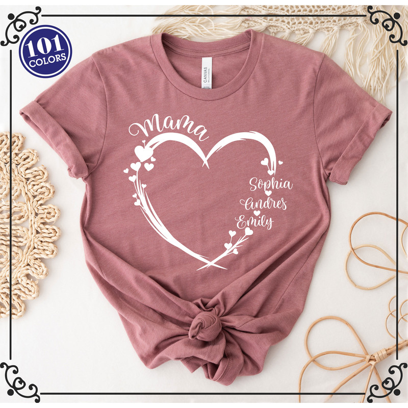 Custom Mama Shirt, Personalized Mom Shirt, Shirt With Kids Names, Gift For Mom, Mom Gift From Kids, Mom Heart Shirt, Mom Birthday Gift Shirt.jpg