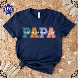 custom papa shirt, papa shirt, christmas papa shirt, grandpa shirt, gift for grandpa, custom kids names shirt, dad shirt