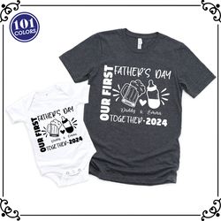 fathers day shirt, dad shirt, daddy and me shirts, our first fathers day tee, shirt with kids names, gift for dad, fathe