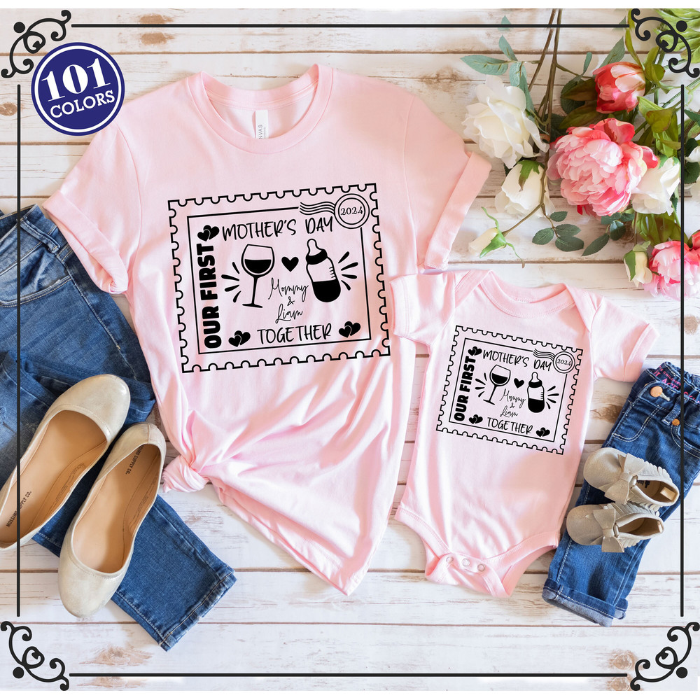 Our First Mothers Day Shirt, Gift for Mom, Mommy and Me Shirts, Mothers Day Shirt, Shirt With Kids Names, Mom Baby Outfit, Mothers Day Gift.jpg