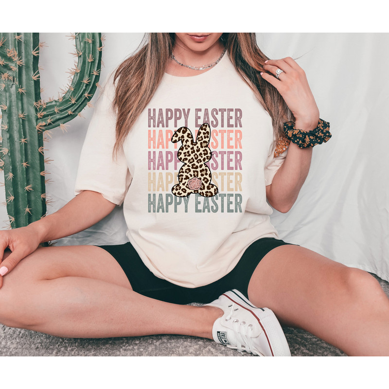 Happy Easter Shirt, Easter Shirt, Leopard Bunny Shirt, Happy Easter Tee, Easter Gift, Peeps Easter Shirt, Easter Matching Shirt, Easter Kids.jpg