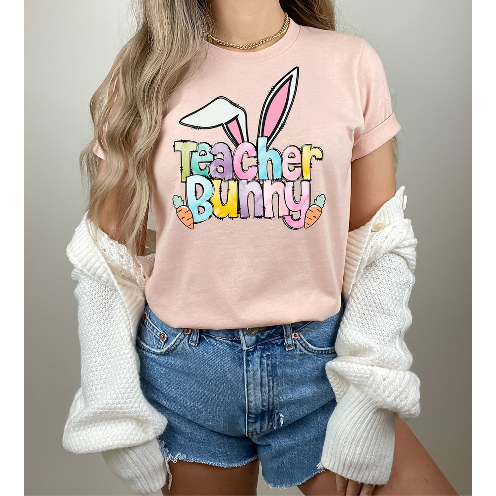 Teacher Bunny Sweatshirt, Bunny Shirt, Easter Shirt, Easter Matching Shirt, Easter Tshirt, Retro Easter Shirt, Teacher Gift, Easter Teacher.jpg