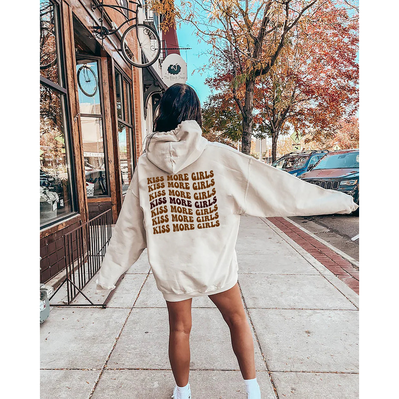 Aesthetic Lesbian Hoodie, LGBTQ Sweatshirt, Women's Pride Month Shirt, Lesbian Pride Shirt, Kiss More Girls T-shirt, LGBTQ Ally Gifts.jpg