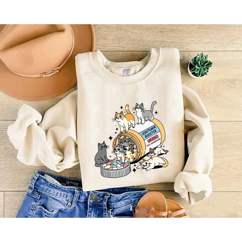 Antidepressant Cat Sweatshirt, Cat Mom Sweater, Funny Cat Shirt, Cat Lover Gift, Therapist Shirt, Cat Owner Gift, Mental Health Matter Shirt.jpg
