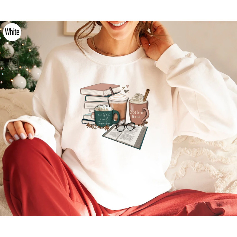 Coffee and Books Sweatshirt, Librarian Hoodies, Books and Coffee Long Sleeve Shirt, Teacher Gifts, Bookworm shirt, Reading sweatshirt.jpg