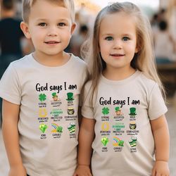 god says i am st patricks day shirt, christian bible shirt, bible verse toddler tee, christian youth st patricks day, go