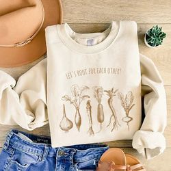 lets root for each other and watch each other grow gardening vegetable green thumb design  unisex relaxed jersey t-shirt