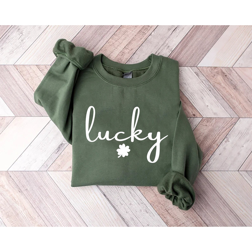 Lucky Sweatshirt, Clover Sweatshirt, St Patricks Day tshirt, Saint Patrick's hoodie, Lucky Sweater, Clovers, Simple Holiday Sweater, t-shirt.jpg