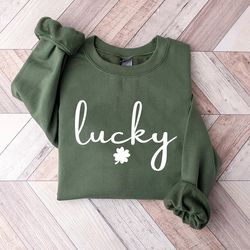 lucky sweatshirt, clover sweatshirt, st patricks day tshirt, saint patricks hoodie, lucky sweater, clovers, simple holid