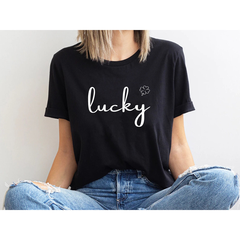 Lucky T-Shirt, Clover Sweatshirt, St Patricks Day Sweatshirt, Saint Patrick's Pullover, Lucky Hoodie, Clovers, Simple Holiday Sweater.jpg