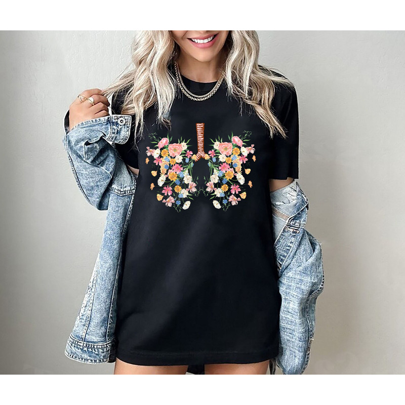 Lungs Flowers T-Shirt, Respiratory Therapy Sweatshirt, Cute Lung Shirt, RT Shirt, Pulmonologist Shirt, RT Gifts, Lung Shirt, RT Shirts.jpg