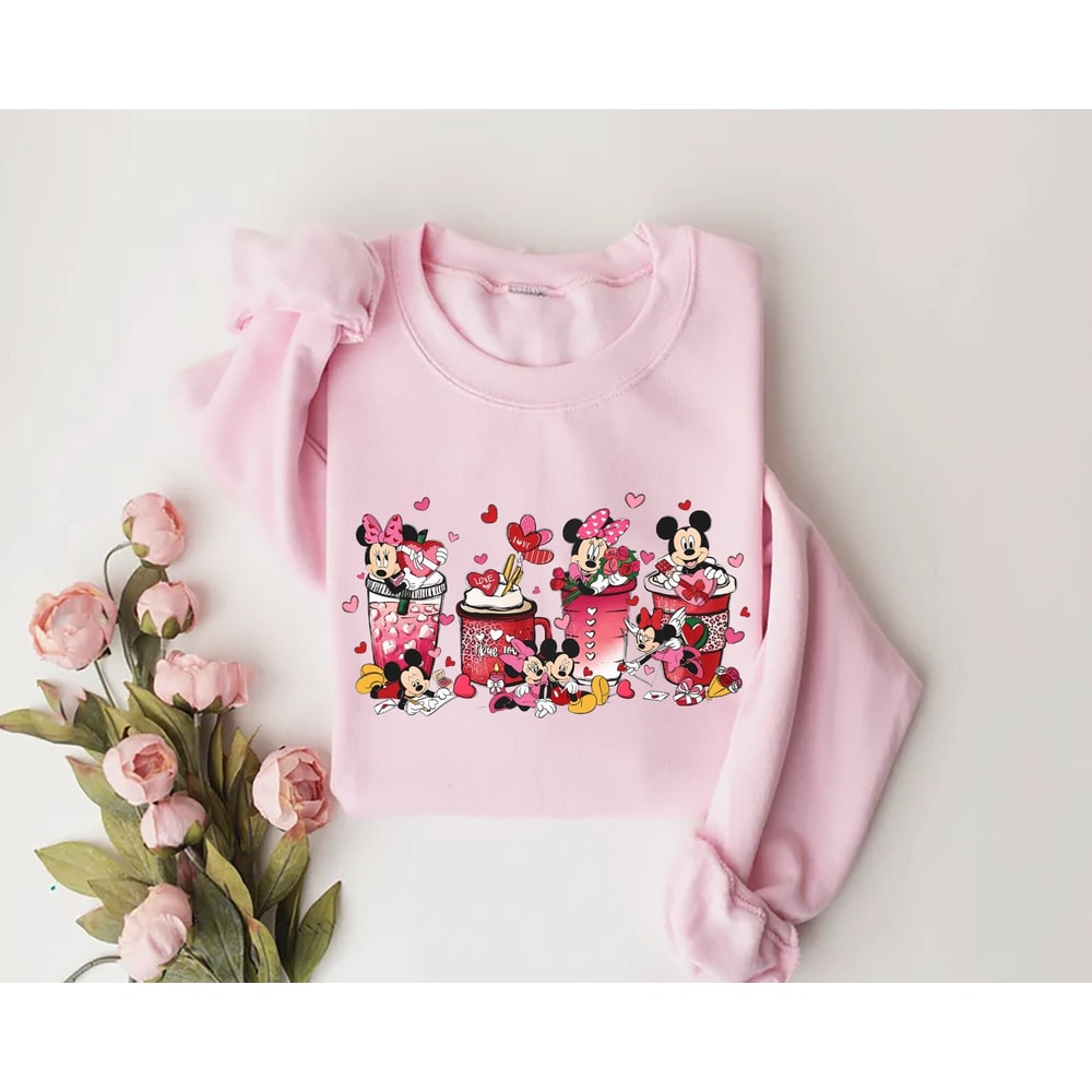 Mickey And Minnie Valentine's Coffee Sweatshirt,Disney Valentine's,Coffee Lover,Disney Coffee,Mickey & Minnie Shirt,Valentine's Celebration.jpg