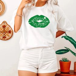 shamrock lip shirt, st patricks day shirt, shamrock lucky lips, four leaf clover, shamrock shirts, patricks day, irish s
