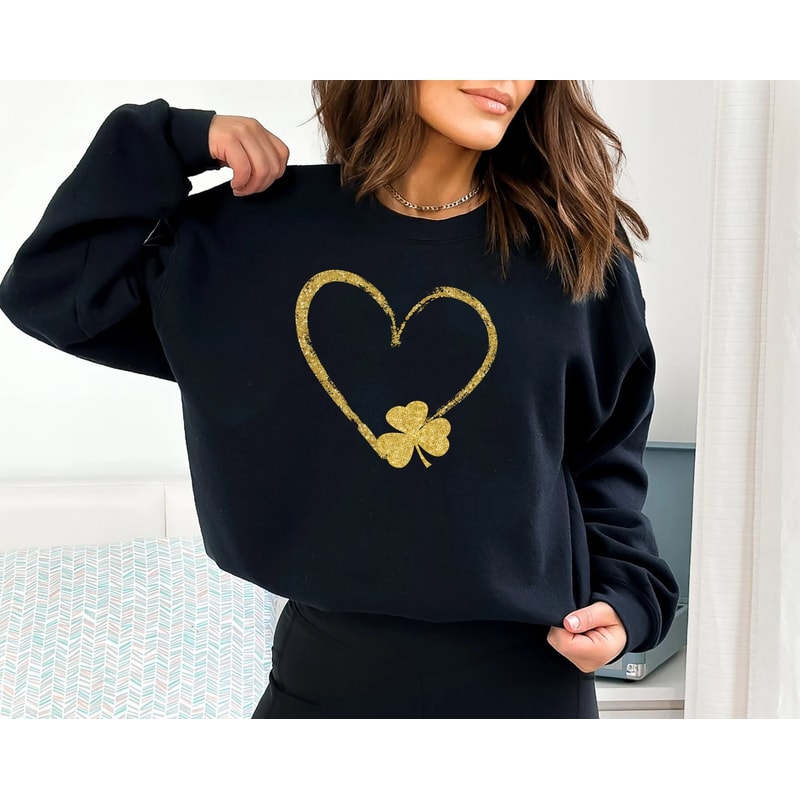 St Patricks Day Sweatshirt, Heart Shamrock Shirt, St Paddys Day Shirt four leaf clover shirt saint Patrick's day Hoodie.jpg