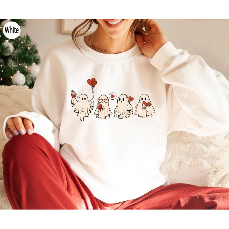 Valentine Ghost Sweatshirt-T-Shirt, Valentines Day Hoodie, Cute Ghost Sweater, Spooky Valentine Crewneck, Valentines Gift, Cute Ghost Hoodie.jpg