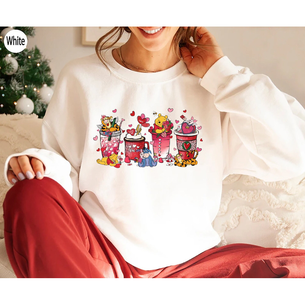 Winnie The Pooh Valentine's Coffee Sweatshirt,Happy V-Day,Disney Winnie Pooh,Coffee Lover,Pooh Fan,Valentine's Day Shirt,Disney Valentine's.jpg