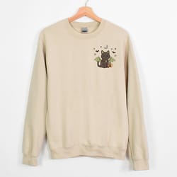 halloween black cat pocket size sweatshirt,halloween tee,halloween cat bat shirt,black cat sweatshirt,cute halloween cat