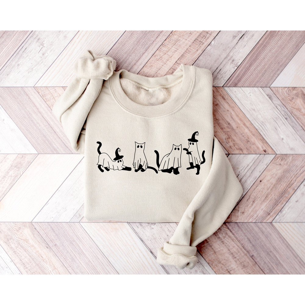 Halloween Black Cat Sweatshirt, Cute Halloween Cat Sweatshirt, Halloween Shirts, Black Cat Sweatshirt, Ghost Shirt, Cat Lover Shirt, Cat Tee.jpg