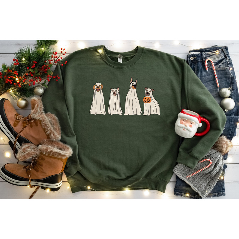Halloween Dog Sweatshirt, Halloween Sweatshirt, Ghost Dog Shirt, Ghost Sweatshirt, Retro Spooky Season, 2023 Happy Halloween, Ghost Shirts.jpg