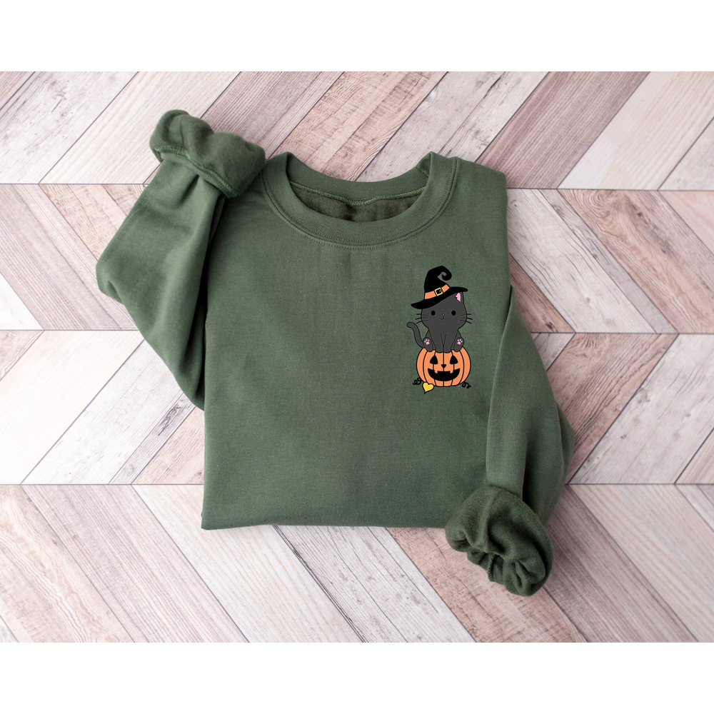 Halloween Pumpkin Pocket Size Sweatshirt, Halloween Shirt, Black Cat Halloween Shirt, Cat Lover Shirt, Halloween Party Shirt,Black Cat Shirt.jpg