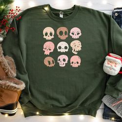 halloween skull sweatshirt,cute skull shirt,skeleton halloween sweatshirt,funny halloween shirt,fall shirt,funny hallowe