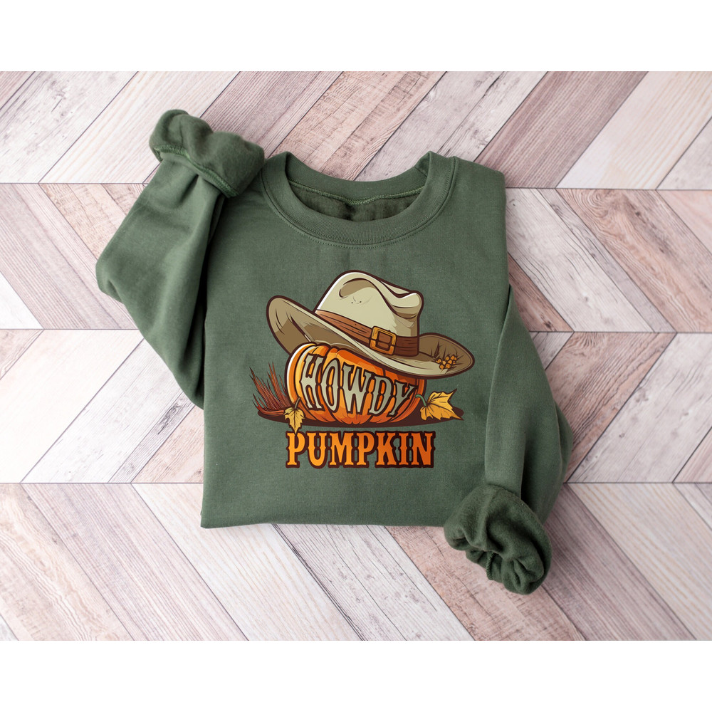 Howdy Pumpkin Halloween Sweatshirt,Retro Halloween Sweatshirt,Western Halloween Tee,Cute Women's Western Halloween Tee,Country Pumpkin Shirt.jpg