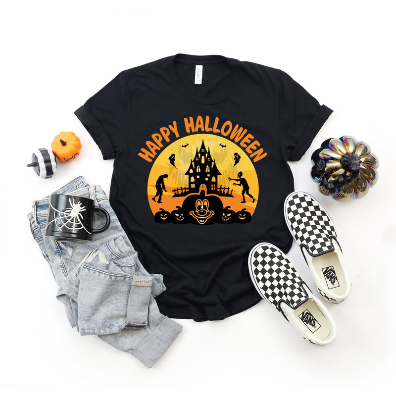 Mickey Pumpkin Happy Halloween Shirt, Halloween Matching Shirts, Disney Halloween Shirt, Halloween Family Trip Shirt, Halloween Couple Shirt.jpg