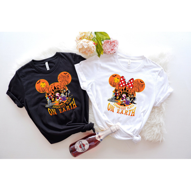 Spookiest Place On Earth Disney Halloween Shirt,Halloween Mickey and Minnie Shirt,Mickey Balloon Halloween Shirt,Disney Halloween Party Tees.jpg